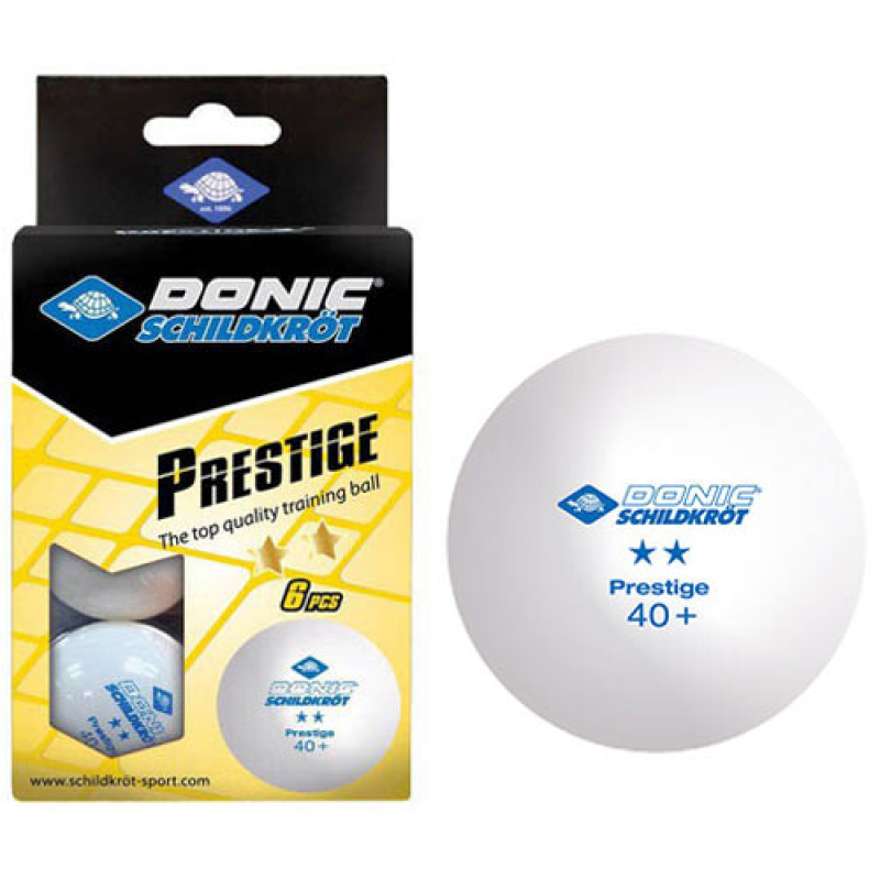Кульки для настільного тенісу Donic Prestige 2*, 6 шт, білий.